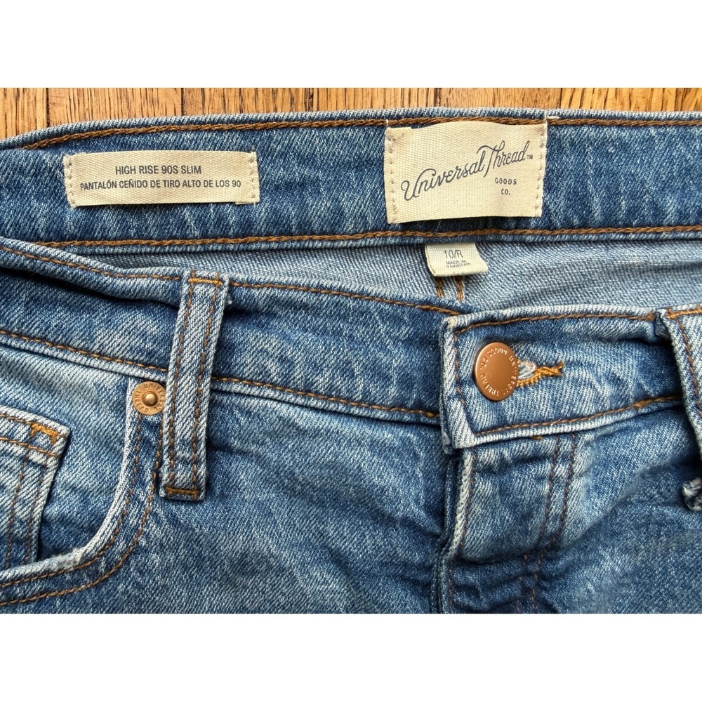 Universal Thread Women's High Rise 90s Slim Jeans Medium Wash Raw Hem Size 10R - Picture 6 of 7